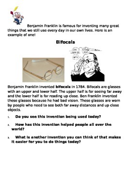 Preview of Benjamin Franklin - The Inventor!