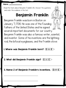 Benjamin Franklin by Dana's Wonderland | Teachers Pay Teachers