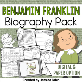 Preview of Benjamin Franklin Biography Pack - Digital Biography Activity in Google Sldies