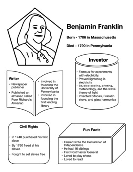 Preview of Benjamin Franklin - Information sheet - Fact Sheet