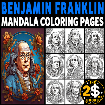 Preview of Benjamin Franklin Mandala Coloring Book – 10 Pages