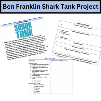 Preview of Benjamin Franklin Shark Tank Project