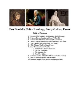 Preview of Benjamin Franklin Unit -- Readings, Study Guides, Exam
