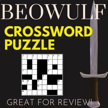 Preview of Beowulf Crossword Puzzle Review Worksheet with Questions for each battle