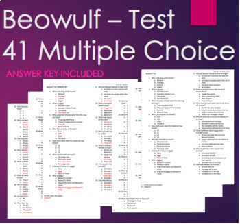 Preview of Beowulf Final Test - 41 Multiple Choice Questions