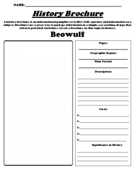 Preview of Beowulf "Historic Brochure" UDL Worksheet & WebQuest