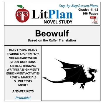 Preview of Beowulf LitPlan Novel Study Unit, Activities, Questions, Test