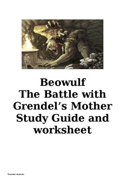 Preview of Beowulf, The Battle with Grendel's Mother Study Guide and worksheet