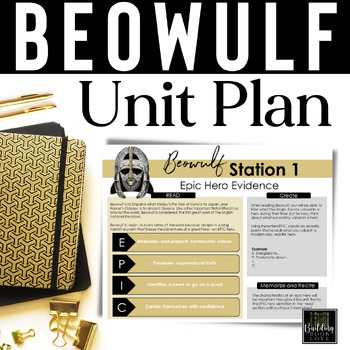 Preview of Beowulf Unit Plan: Fun Activities, Editable Lesson Plans, Modern Pairings, Test