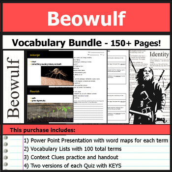 Preview of Beowulf - Vocabulary Lists, PowerPoints, Quizzes, and Keys