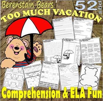 Preview of Berenstain Bears Too Much Vacation Read Aloud Comprehension Book Study Companion