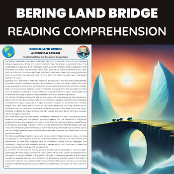 Preview of Bering Land Bridge Reading Comprehension Worksheet for Beringia Pleistocene Epoc