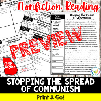 Preview of Berlin Airlift, Korean War, & NATO Reading & Writing Activity (SS5H5, SS5H5b)