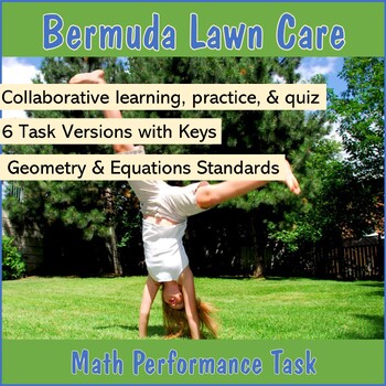 Preview of Geometry & Equations 7th Grade SBAC Math Performance Task Test Prep - Lawn Care
