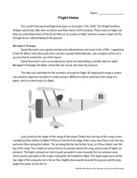 Preview of Bernoulli's Principle and Forces of Flight Notes and Questions