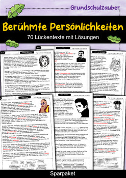 Preview of Berühmte Persönlichkeiten - 70 Lückentexte mit Lösung (Deutsch)