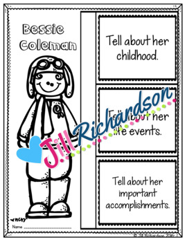 BESSIE COLEMAN Activity - Black History Month Bulletin Board by Jill