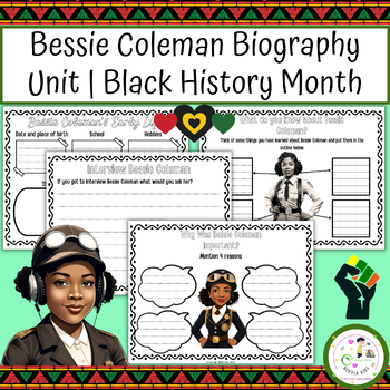 Preview of Bessie Coleman Biography Unit | Black History Month | womens history month