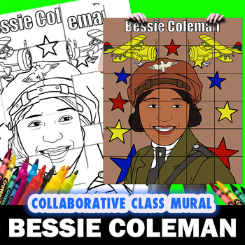 Preview of Bessie Coleman Perfect Women's History Month Collaborative Mural Project Lesson