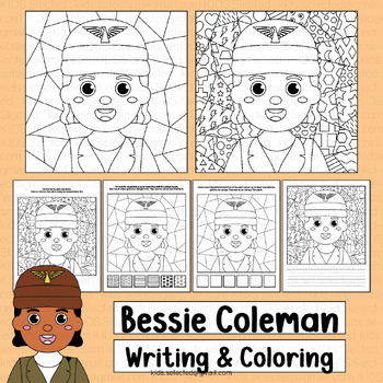 Preview of Bessie Coleman Coloring Pages Activity African American Inventor Black History