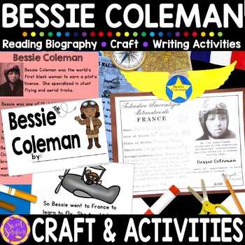 Preview of Bessie Coleman Womens History Month Craft Bulletin Board Biography Project