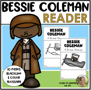 Preview of Bessie Coleman Biography Reader for Black History Kinder & First Social Studies