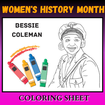 Preview of Bessie Coleman Women's History Month Coloring Sheet for Older Learners