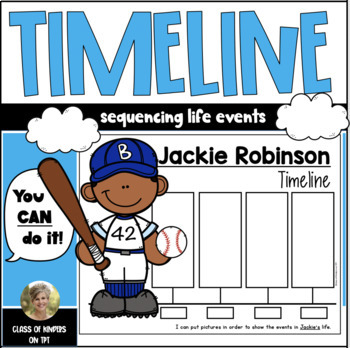 Preview of Jackie Robinson Timeline Kindergarten & First Black History - Baseball
