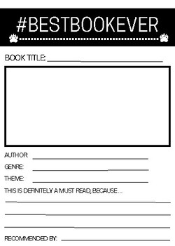 Preview of Best Book Ever Book Review Form