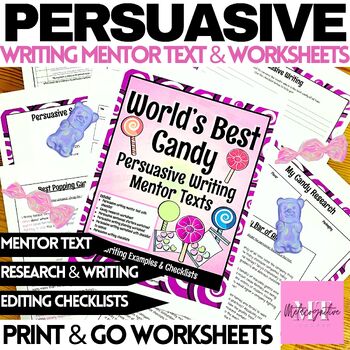 Preview of Best Candy of All Time Persuasive Writing Mentor Text & Worksheets