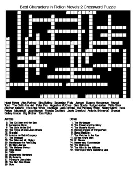 Best Characters in Fiction Crossword WordSearch Puzzles