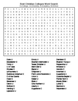 Best Christian Colleges Crossword and Word Search Puzzles TPT
