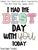 Best Day by Taylor Swift Letters for Classroom Decor