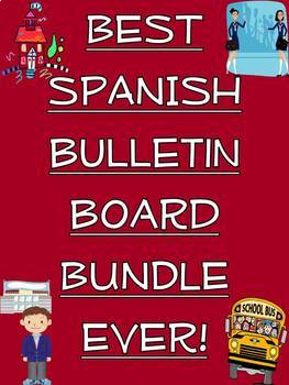 Preview of Best Ever Spanish Bulletin Board Bundle!/Expresiones, Cuerpo, Numeros, Reglas...