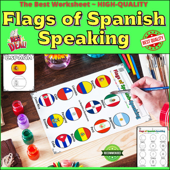 Preview of Best Flags of Spanish Speaking Countries Coloring Pages by number Shapes Circles