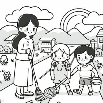 Preview of Best Free coloring picture Clean the road, welcome New Year