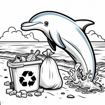Preview of Best Free coloring picture Dolphin protect the earth