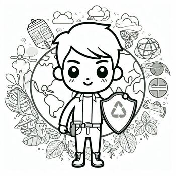 Preview of Best Free coloring picture Earth Cool Guy
