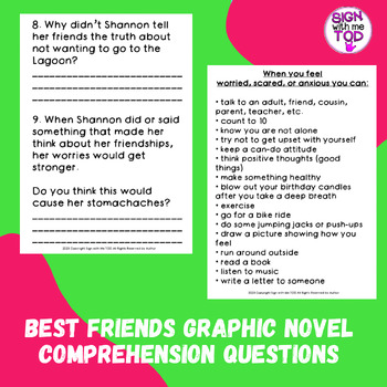 Best Friends Graphic Novel Comprehension Questions by Sign with me TOD