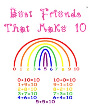 Best Friends that Make 10 Printable Rainbow - Common Core Math - K, 1, & 2
