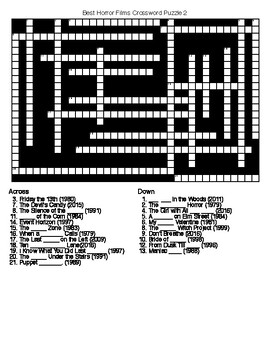 Best Horror Films Crossword and Word Search Puzzles by Lonnie Jones Taylor