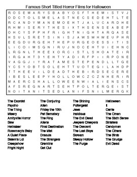 Best Horror Films Crossword and Word Search Puzzles by Lonnie Jones Taylor
