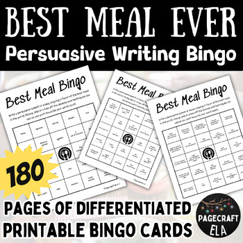 Preview of Best Meal Ever Bingo | Task Cards | Persuasive Speech or Essay