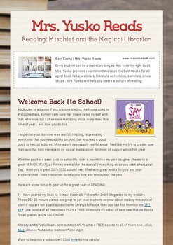 Preview of Best New Books August, September 2019 Newsletter (Back to School edition)