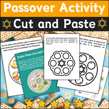Preview of Best ✡️Passover Craft: Passover Seder Plate Cut & Paste Activity✡️Jewish Holiday
