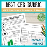 Best Science CER Rubric Ever! Editable Claim Evidence Reasoning