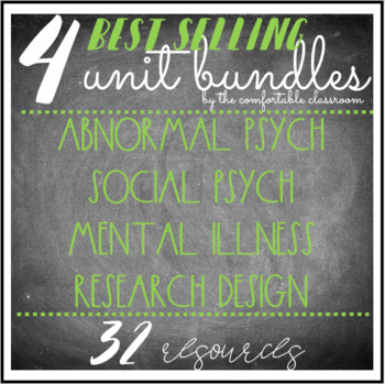 Preview of Best Selling 4 Unit Psychology *BUNDLE* Abnormal Social Mental Illness Research
