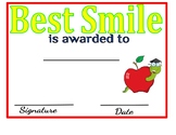 Best Smile Certificate: Personality Awards