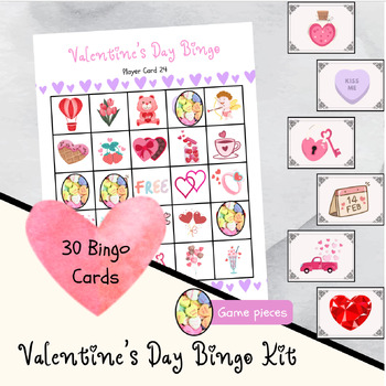 Best Valentine's Day Bingo Printable Game Kit, 30 Unique Bingo Cards