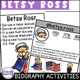 Betsy Ross Biography Activites, Worksheets, Posters, Flip 